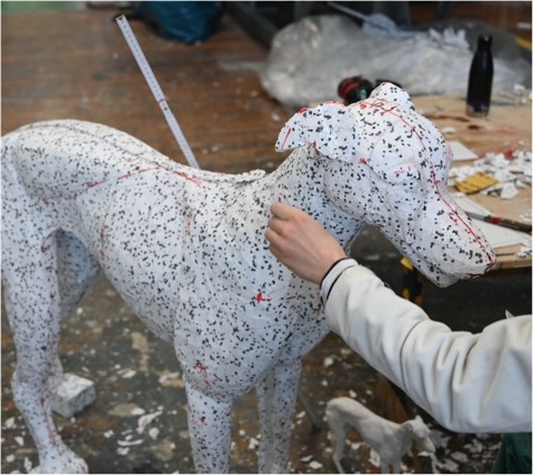 Large-scale styrofoam carving